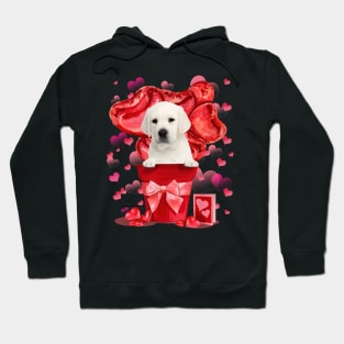 White Labrador In Red Pot Happy Valentine's Day Hoodie